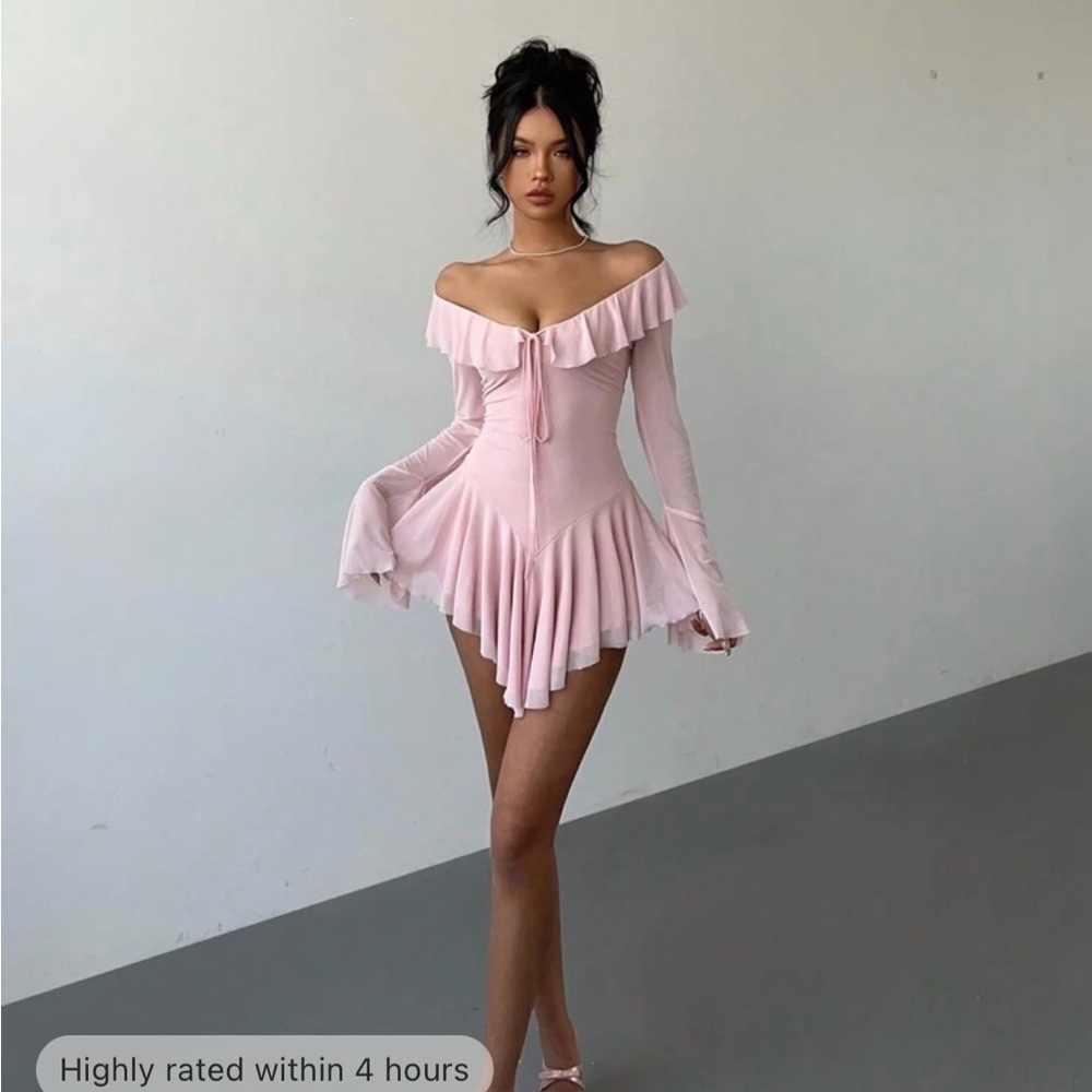 Elegant Pink Off-Shoulder Dress